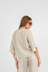 Handmade Linen Shirt Sardina Beige -Marilu