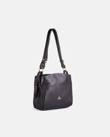 Genuine Leather Small Shoulder Bag Velvet Black - Cuoieria Fiorentina