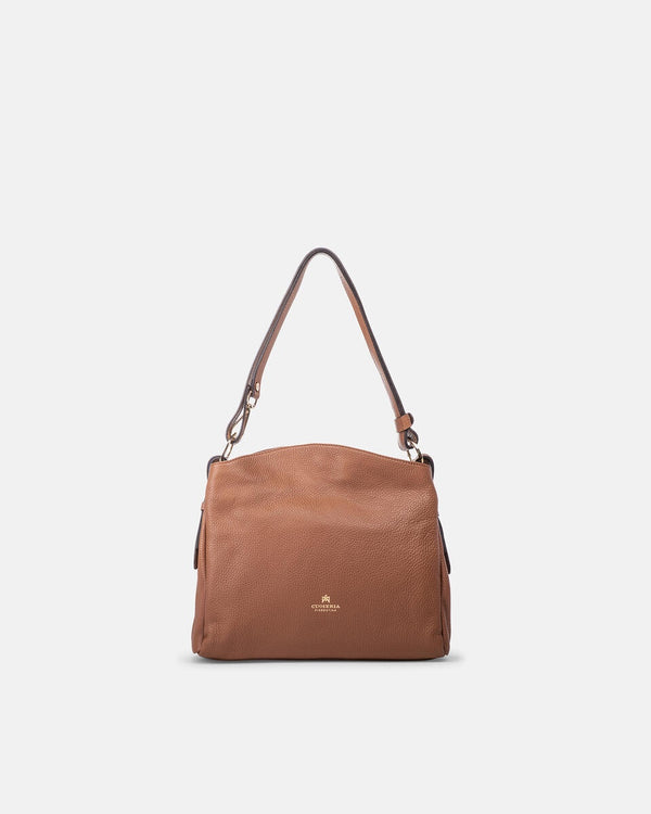 Leather Shoulder Bag Velvet Caramel - Cuoieria Fiorentina