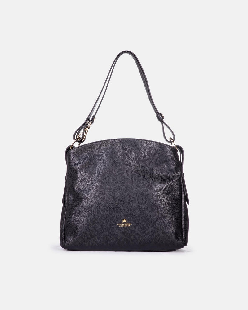 Leather Shoulder Bag Velvet Black - Cuoieria Fiorentina