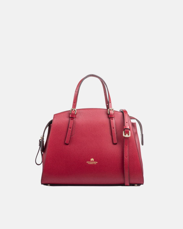 Leather Small Tote Bag Alice Red - Cuoieria Fiorentina