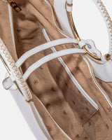 Genuine Leather Bucket Bag Oblo' White - Cuoieria Fiorentina