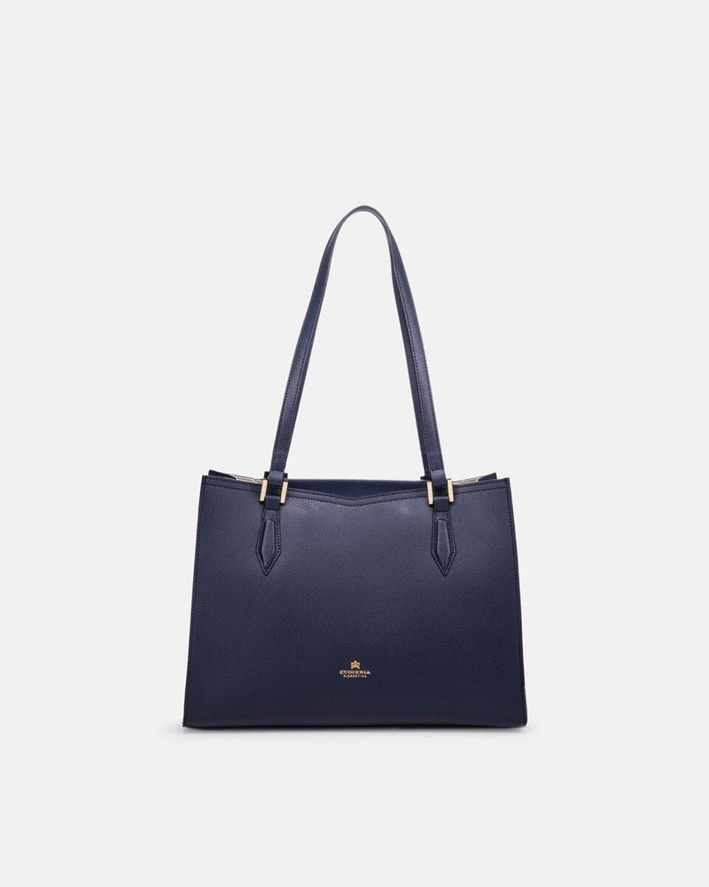 Leather Shopping Bag Victoria Navy - Cuoieria Fiorentina