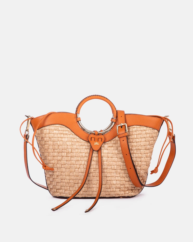 Oblo' Straw Medium Bucket Papaia - Cuoieria Fiorentina