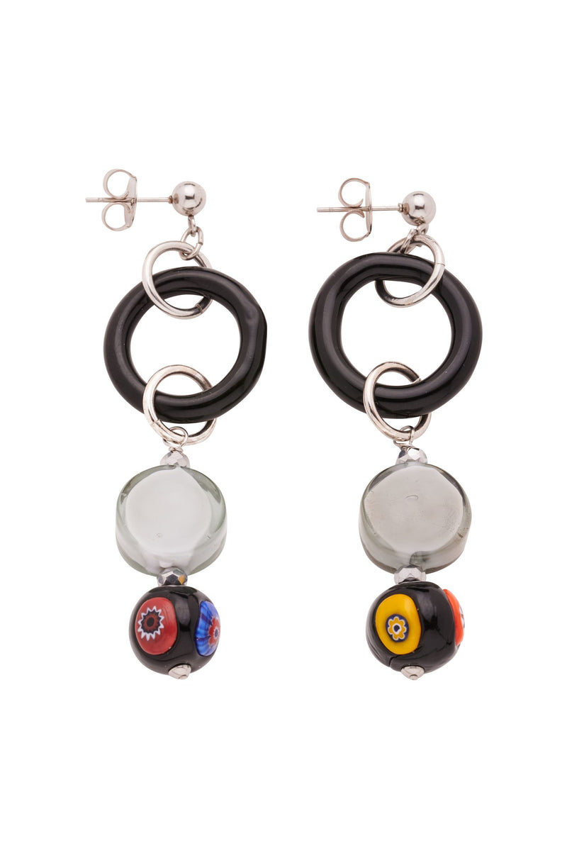 Murano Glass Long Earrings Noir  - Antica Murrina Venezia