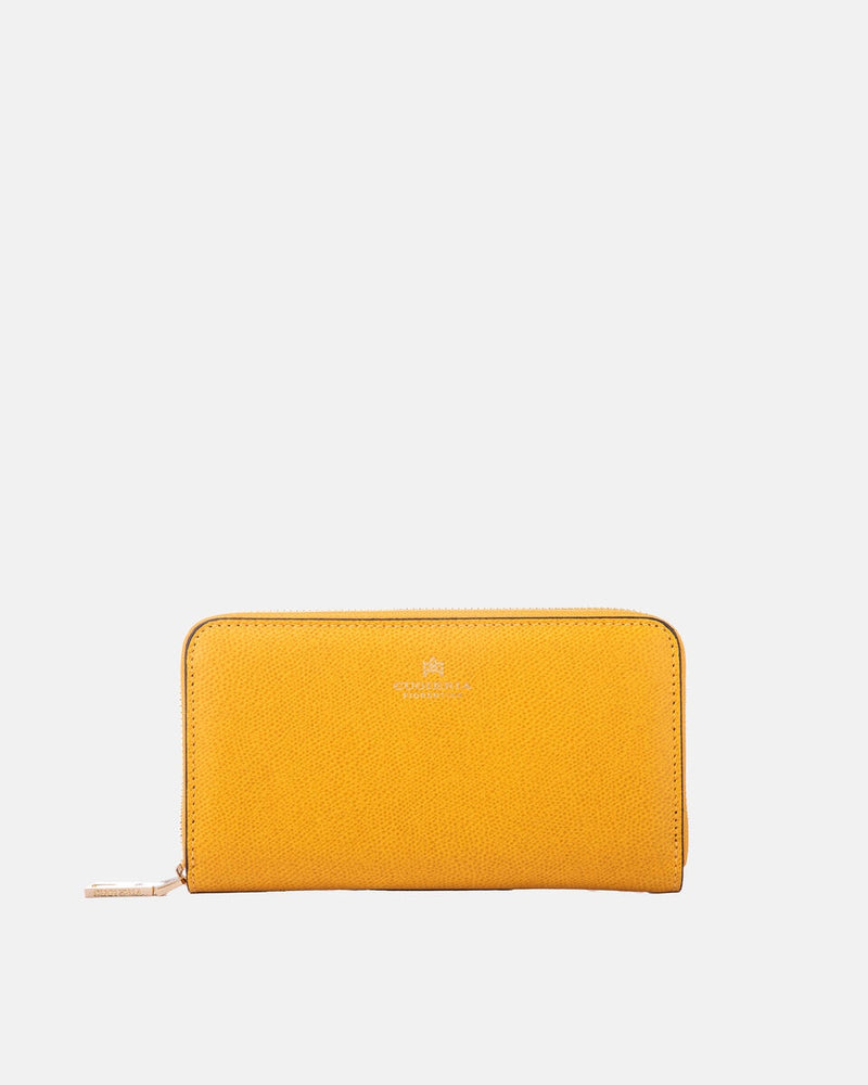 Leather Large Wallet with zip Bella Yellow - Cuoieria Fiorentina