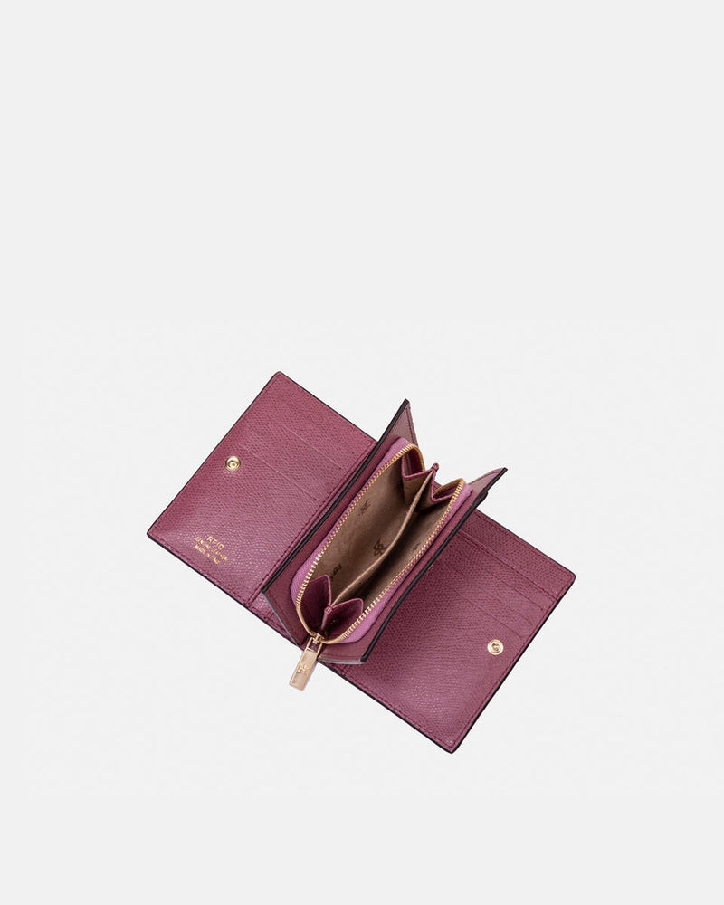 Leather Small Wallet with zip Pink - Cuoieria Fiorentina