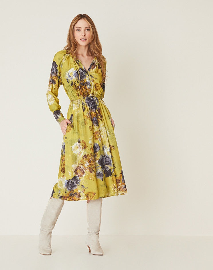 Floral Midi Dress Foglia - Manila Grace