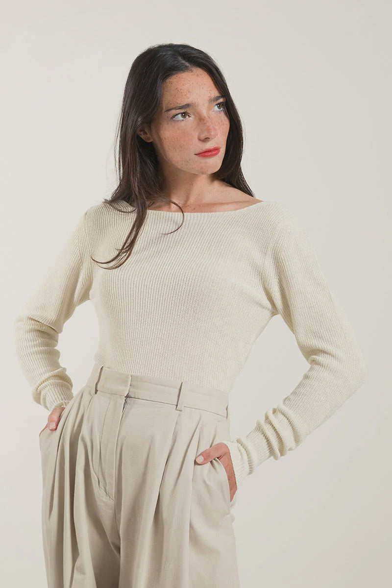 Silk Sweater Giselle Off White - Rifo'